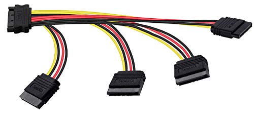 POPPSTAR SATA Stromkabel Adapter (vierfach 14-25cm) (Sata Kabel Stromadapter 1x Stecker (m) auf 4x Buchse (w) gerade) von POPPSTAR