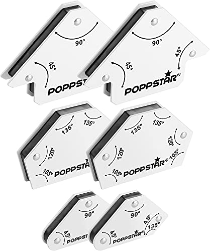 Poppstar Schweißmagnet-Set (Winkel 45°, 90°, 135°, 30°, 60°, 75°) 2x Magnet-Schweißwinkel klein, 2x Magnetwinkel Pfeil groß, 2x Multiwinkel-Magnete von POPPSTAR