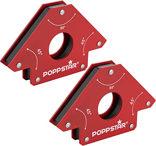 Poppstar Schweißmagnet groß 2er-Set/Magnet-Schweißwinkel mit Haftkraft 34 kg, Winkelmaße 45°, 90°, 135° von POPPSTAR