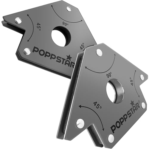 Poppstar Schweißmagnet mittelgroß 2er-Set/Magnet Schweißwinkel mit Haftkraft 22,6 kg, Winkelmaße 45°, 90°, 135°, grau Poppstar Schweißmagnet mittelgroß 2er-Set/Magnet Schweißwinkel mit Haftkraft 22,6 kg, Winkelmaße 45°, 90°, 135°, grau von POPPSTAR