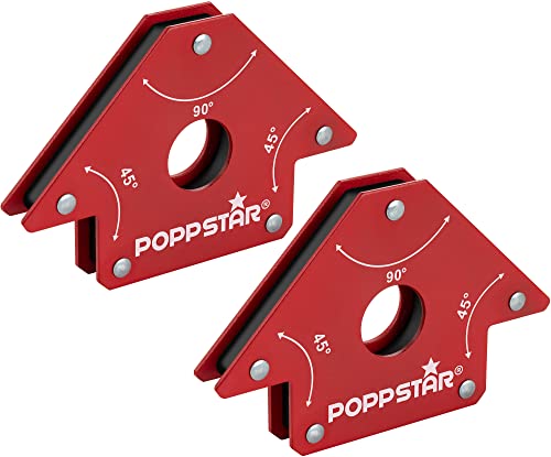 Poppstar Schweißmagnet mittelgroß 2er-Set/Magnet-Schweißwinkel mit Haftkraft 22,6 kg, Winkelmaße 45°, 90°, 135° von POPPSTAR