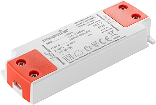 Poppstar Slim LED Trafo 24 V (für 0,15 bis 15 Watt LEDs) Ultra flacher LED-Transformator 230V AC / 24V DC 0,625A von POPPSTAR