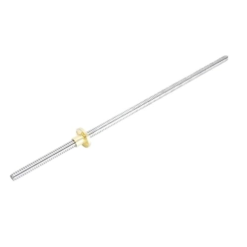 1 Satz T8-Trapezschraube mit Messingmutter, Außendurchmesser 8 mm, Steigung 2 mm, Präzisionsgewindestange for mechanische Geräte(500mm) von POQAX