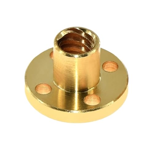 1 Stück T8-Schraube, gefräste Mutter aus Messing/POM, 2/8 mm Gewinde, Steigung 2 mm, praktische Trapezgewindemutter for CNC-Maschinen(Yellow,8mm) von POQAX