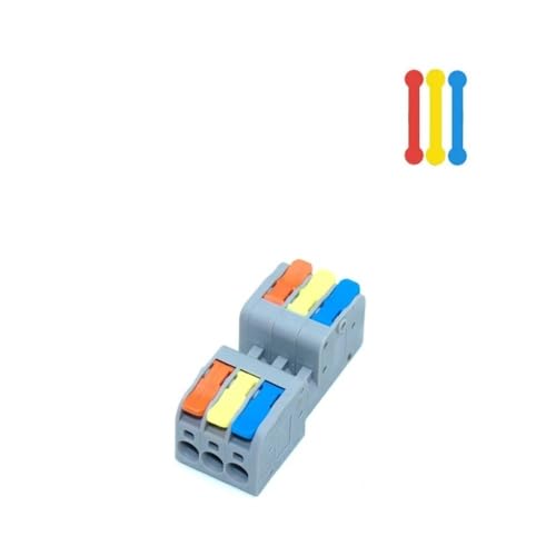 10 STÜCKE Docking Plug-in Schnell Leiter Terminal Block, Orange/blau Lampe Verdrahtung Kabel Stecker, universal Compact Splitter(Blue,3) von POQAX