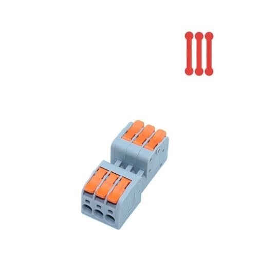 10 STÜCKE Docking Plug-in Schnell Leiter Terminal Block, Orange/blau Lampe Verdrahtung Kabel Stecker, universal Compact Splitter(Orange,3) von POQAX