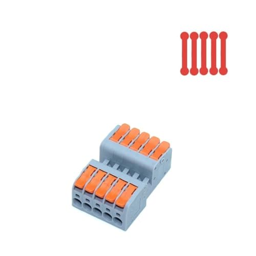 10 STÜCKE Docking Plug-in Schnell Leiter Terminal Block, Orange/blau Lampe Verdrahtung Kabel Stecker, universal Compact Splitter(Orange,5) von POQAX