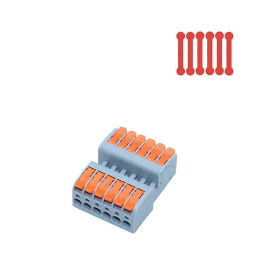10 STÜCKE Docking Plug-in Schnell Leiter Terminal Block, Orange/blau Lampe Verdrahtung Kabel Stecker, universal Compact Splitter(Orange,6) von POQAX