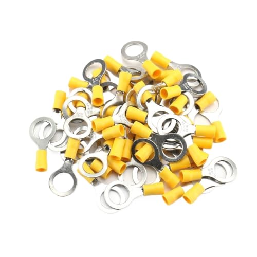 100 Stück/Packung gelber Ringkabelschuh RV5,5–5, Kabel-Crimpklemme, passend for 4–6 mm² Kabeldraht-Stecker RV5–5 von POQAX