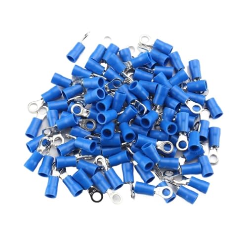 Blauer Kabeldrahtverbinder RV2-4 RV2-5 RV2-6 RV2-8 RV2-3.2, Ringkabelschuh-Anzug 1,5–2,5 mm, elektrischer Crimp-Anschluss, 50 Stück(2 * 3.2) von POQAX