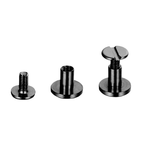 POQAX 10 Sätze Gepäckbindeschrauben, flache Nieten aus Metall for Album-Fotogürtel-Geldbörsenverschlüsse(Black,5x6mm) von POQAX