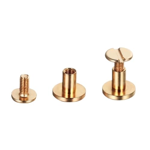POQAX 10 Sätze Gepäckbindeschrauben, flache Nieten aus Metall for Album-Fotogürtel-Geldbörsenverschlüsse(Gold,5x10mm) von POQAX