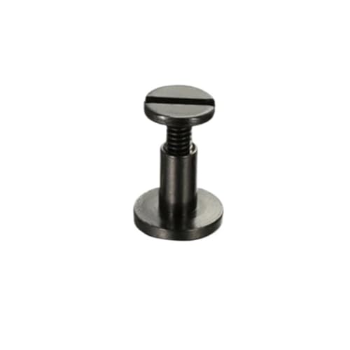 POQAX 20 Sätze Metallnieten for Lederhandwerksgürtel, M3 x 4 mm, Schlitz-Bindeschrauben, Nieten for Fotoalben(Black,4mm X 10mm) von POQAX