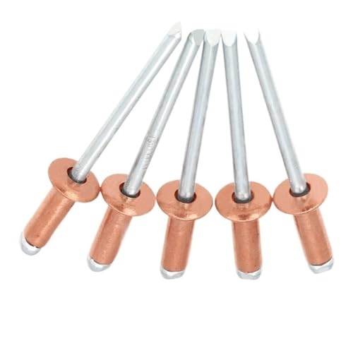 POQAX 30 Stück Kupfer-Blindnieten mit Dorn aus Kohlenstoffstahl, Messingnieten mit Kuppelkopf und offenem Typ, Dekorationsverschluss(3.2x14 mm) von POQAX