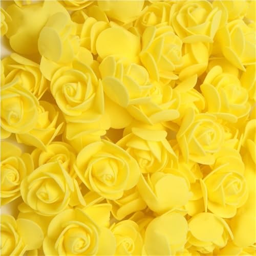 POQAX Schaumrosenblüten for Hochzeitsdekoration, künstliche Blüten for Basteln und for den Heimgebrauch, 1 Stück(Yellow,100 Pieces) von POQAX