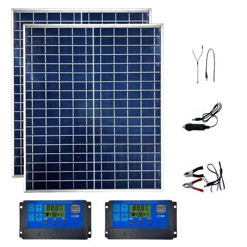 Power Bank Kit 100A Controller Solarplatte for Campingzubehör, 500W 12V Photovoltaik-Solarpanel(2PC 2Controller kiTS) von POQAX