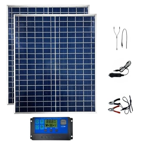 Power Bank Kit 100A Controller Solarplatte for Campingzubehör, 500W 12V Photovoltaik-Solarpanel(2PC Controller kiTS) von POQAX