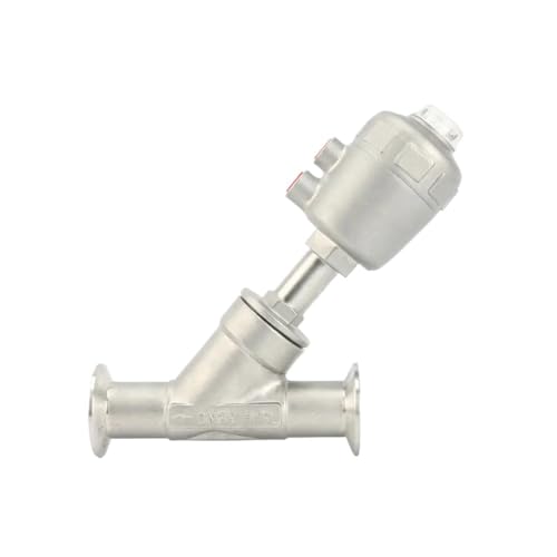 Y-förmiges Winkelsitzventil aus rostfreiem Edelstahl 304, DN15 bis DN50 Tri-Clamp pneumatisches Dreiwege-Winkelsitzventil, 1 Stück(DN25-K50.5mm,B_NORMALLY CLOSE) von POQAX