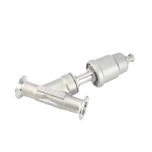 Y-förmiges Winkelsitzventil aus rostfreiem Edelstahl 304, DN15 bis DN50 Tri-Clamp pneumatisches Dreiwege-Winkelsitzventil, 1 Stück(DN40-K64mm,A_NORMALLY CLOSE) von POQAX
