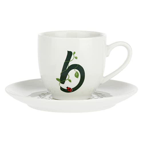 PORCELLANA Solotua Kaffeetasse mit Untertasse Buchstabe B 85 ml in Geschenkbox von LA PORCELLANA BIANCA