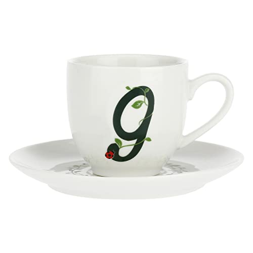 PORCELLANA Solotua Kaffeetasse mit Untertasse Buchstabe G 85 ml in Geschenkbox von LA PORCELLANA BIANCA PB