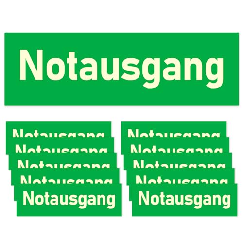 10 Stück Notausgangsschild, Fluchtwegschilder 30 * 10cm, PVC selbstklebend Fluchtwegschild Rettungsweg, Rettungsschild, Nachleuchtend für Rettungszeichen 10 Stück Notausgangsschild, Fluchtwegschilder 30 * 10cm, PVC selbstklebend Fluchtwegschild Rettungsweg, Rettungsschild, Nachleuchtend für Rettungszeichen von PORFOYO