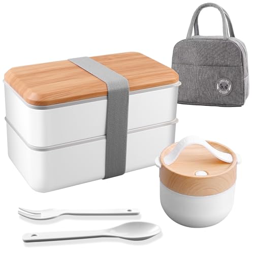 1400ml Brotdose, Lunchbox Erwachsene, Bento Box Japanisch, Essenbox Mit Fächern, Mit 600ml Suppenbox Mit Isoliertaschen Bento Box Brotdosen Für Mädchen/Jungen Die Arbeit, Schule Und Unterwegs 1400ml Brotdose, Lunchbox Erwachsene, Bento Box Japanisch, Essenbox Mit Fächern, Mit 600ml Suppenbox Mit Isoliertaschen Bento Box Brotdosen Für Mädchen/Jungen Die Arbeit, Schule Und Unterwegs von PORFOYO