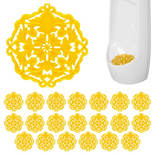 20 Stück Urinalsieb mit Duft, Urinal Sieb, Urinalsieb Spritzschutz, Universal Urinalsieb Urinaleinlage für Toiletten, Badezimmer, Urinal Stein Spritzschutz und Geruchsschutz, Antiblocking (Yellow) von PORFOYO