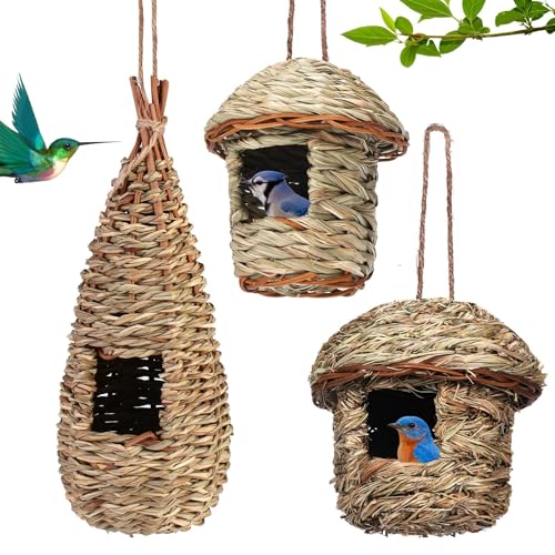 3PCS Handgefertigter Grasvogelnestanhänger - Hängendes Vogelhaus für Kleine Vögel wie Kolibris, Robins und Spatzen 3PCS Handgefertigter Grasvogelnestanhänger - Hängendes Vogelhaus für Kleine Vögel wie Kolibris, Robins und Spatzen von PORFOYO