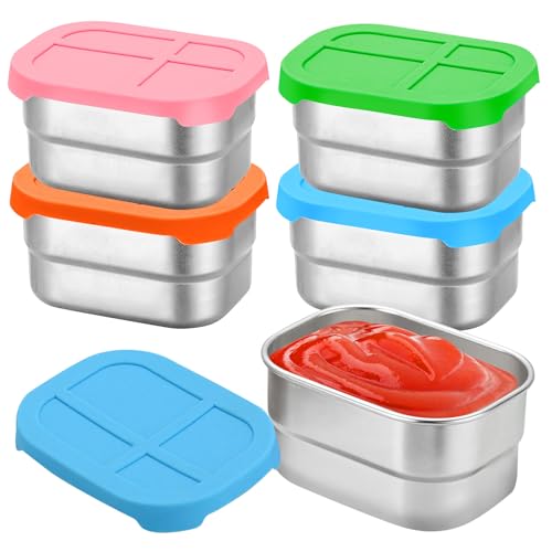 4 Stück Snack-Behälter, Gefrierdosen, Lebensmittelbehälter Set, 230 Ml Kleine Dosen Mit Deckel, Salatdressing Behälter, Edelstahl Snack-Behälter Mit Silikon-Deckel Für Babybrei Dipsauce Snacks 4 Stück Snack-Behälter, Gefrierdosen, Lebensmittelbehälter Set, 230 Ml Kleine Dosen Mit Deckel, Salatdressing Behälter, Edelstahl Snack-Behälter Mit Silikon-Deckel Für Babybrei Dipsauce Snacks von PORFOYO
