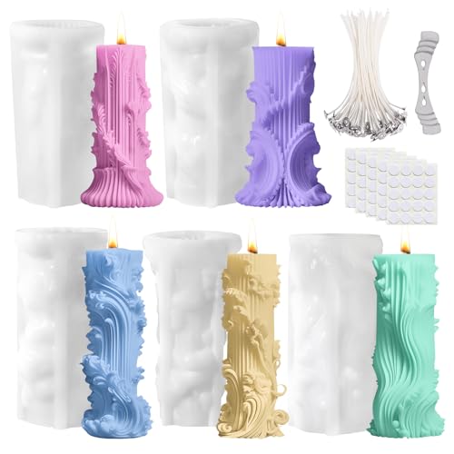 5 Stück Zylinderförmig Kerzenformen, Silikonformen Gießformen mit 50PC15CM Kerzendocht, Kerzenformen Zum Gießen, DIY Silikonform Kerzen für Handgemachte Seifen Urlaubskerzen 5 Stück Zylinderförmig Kerzenformen, Silikonformen Gießformen mit 50PC15CM Kerzendocht, Kerzenformen Zum Gießen, DIY Silikonform Kerzen für Handgemachte Seifen Urlaubskerzen von PORFOYO