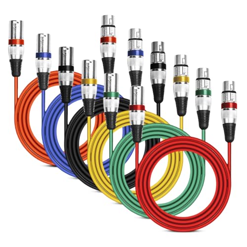 6 Pack XLR Kabel, Mikrofonkabel XLR, DMX Kabel 2 m, Dmx Mikrofonkabel, 3-Poligen Mikrofon Signal Cable Connection Stecker auf Buchse für Studio und Live-Produktion, Mixer 6 Pack XLR Kabel, Mikrofonkabel XLR, DMX Kabel 2 m, Dmx Mikrofonkabel, 3-Poligen Mikrofon Signal Cable Connection Stecker auf Buchse für Studio und Live-Produktion, Mixer von PORFOYO