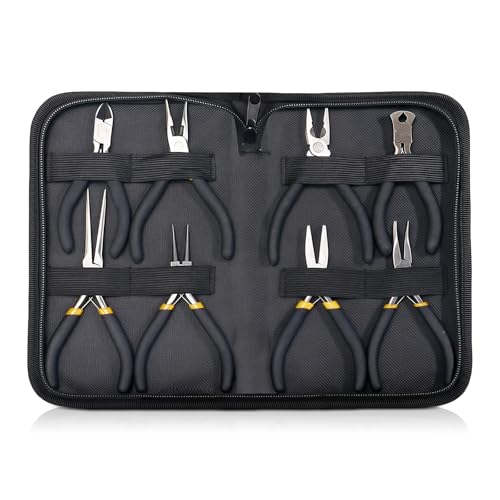 8-Teiliges Mini-Zangen-Set, Mini-Zangenset Mit Tasche, Schmuckzangen Set, Schmuck Zangen Kit, Zangen Set Haushalt, Nadelspitze, Diagonale Lange Nase, Gebogen Für Elektroniker/Modellbau/Schmuck/Elektro 8-Teiliges Mini-Zangen-Set, Mini-Zangenset Mit Tasche, Schmuckzangen Set, Schmuck Zangen Kit, Zangen Set Haushalt, Nadelspitze, Diagonale Lange Nase, Gebogen Für Elektroniker/Modellbau/Schmuck/Elektro von PORFOYO