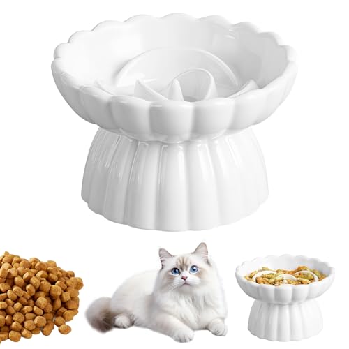 PORFOYO Anti Schling Napf Katze, Futternapf Katze, Katzennapf, Slow Feeder Katze, Anti Schling Katzennapf Erhöht für Katzen und Kleine Hunde, Sehr Gut rutschfest, Einfach zu Reinigen, Weiß PORFOYO Anti Schling Napf Katze, Futternapf Katze, Katzennapf, Slow Feeder Katze, Anti Schling Katzennapf Erhöht für Katzen und Kleine Hunde, Sehr Gut rutschfest, Einfach zu Reinigen, Weiß von PORFOYO