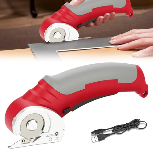 Elektrischer Schere, Kabellose Rollschneider mit Sicherheitsschalter, Kartonschneider Elektrisch, Wiederaufladbarer Leistungsstarker Akkuschere, Papierschneider, für Stoff Teppich Leder Filz Elektrischer Schere, Kabellose Rollschneider mit Sicherheitsschalter, Kartonschneider Elektrisch, Wiederaufladbarer Leistungsstarker Akkuschere, Papierschneider, für Stoff Teppich Leder Filz von PORFOYO