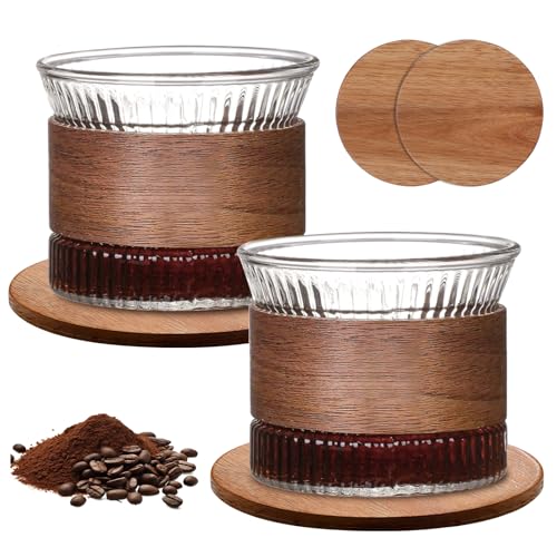 Espressotassen Set, 2er 170 ml Espresso Tassen, Cappuccino Gläser, Espressotassen Glas, Espressogläser, Mokka Tassenset, Espressobecher, Teetasse für Tee, Espresso Tasse für Kaffeeliebhaber von PORFOYO