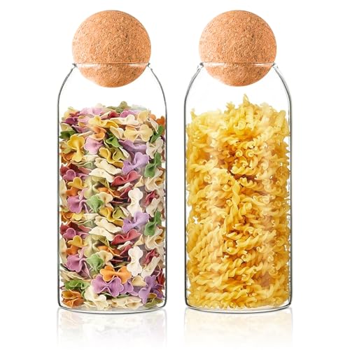 Glas Vorratsdosen, 2 Stück 1200ml Vorratsgläser aus Borosilikat Glas, Moderner Glasbehälter mit Korken für Pasta Zucker Kaffee Gewürze Süßigkeiten und mehr zur Aufbewahrung in Küche oder Haushalt Glas Vorratsdosen, 2 Stück 1200ml Vorratsgläser aus Borosilikat Glas, Moderner Glasbehälter mit Korken für Pasta Zucker Kaffee Gewürze Süßigkeiten und mehr zur Aufbewahrung in Küche oder Haushalt von PORFOYO