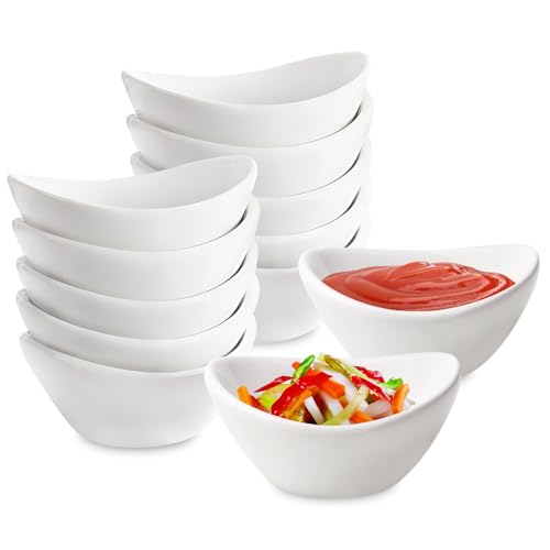 PORFOYO 12 Stück Dipschalen Set, Dip Schälchen 60 ml, Soßenschälchen Keramik, Kleine Servierschälchen für Dips, Snacks, Vorspeisen, Gewürze – Spülmaschinen- und Mikrowellengeeignet von PORFOYO