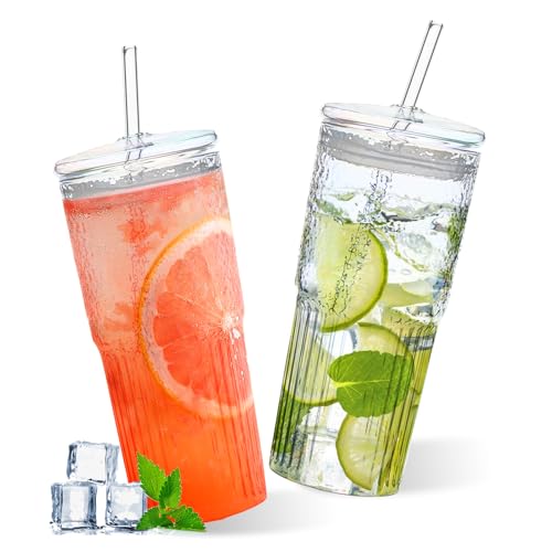 PORFOYO 2 Stück Glasbecher Mit Deckel Und Strohhalm 600ml Glas Wasserbecher Trinkbecher Trinkgläser Bubble Tea Becher Kaffeebecher Smoothie Becher Eiskaffeetasse Für Saft Kaffee Wasser Tee PORFOYO 2 Stück Glasbecher Mit Deckel Und Strohhalm 600ml Glas Wasserbecher Trinkbecher Trinkgläser Bubble Tea Becher Kaffeebecher Smoothie Becher Eiskaffeetasse Für Saft Kaffee Wasser Tee von PORFOYO
