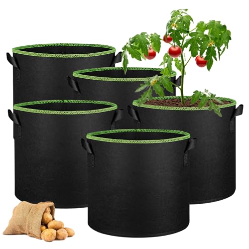 PORFOYO 5 Stück Pflanzsack, Pflanzsäcke, Tomaten Kübel, 40 * 30cm, Stofftopf, mit Griffe, 10 Gallonen, für Den Anbau Von Kartoffeln, Tomaten PORFOYO 5 Stück Pflanzsack, Pflanzsäcke, Tomaten Kübel, 40 * 30cm, Stofftopf, mit Griffe, 10 Gallonen, für Den Anbau Von Kartoffeln, Tomaten von PORFOYO