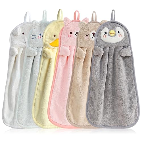 PORFOYO 6 PCS Handgefertigte Mikrofasertücher mit Aufhängerschlaufe Süße Tiermotive, Saugfähig und Schnell Trocknend, Badezimmer Handtuch PORFOYO 6 PCS Handgefertigte Mikrofasertücher mit Aufhängerschlaufe Süße Tiermotive, Saugfähig und Schnell Trocknend, Badezimmer Handtuch von PORFOYO