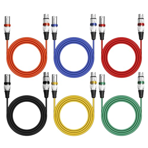 PORFOYO 6 Pcs XLR kabel, DMX kabel, Mikrofonkabel XLRs, Mikrofon XLR Symmetrisch Audio Verlängerungskabel 3-Poligen Adapter Stecker Auf Buchse Kabel, Für Studio Recorder, Mikrofon, Mixer (2M) von PORFOYO