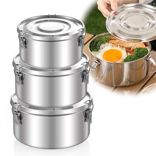 PORFOYO Brotdose Edelstahl Rund, 3 Stück Lunchbox Erwachsene, Auslaufsicher, Lunchbox Edelstahl, Bpa-Frei Lunchbox für Erwachsene und Kinder, Tragbare und Umweltfreundliche Jausenbox, 660,1040,1590ml PORFOYO Brotdose Edelstahl Rund, 3 Stück Lunchbox Erwachsene, Auslaufsicher, Lunchbox Edelstahl, Bpa-Frei Lunchbox für Erwachsene und Kinder, Tragbare und Umweltfreundliche Jausenbox, 660,1040,1590ml von PORFOYO