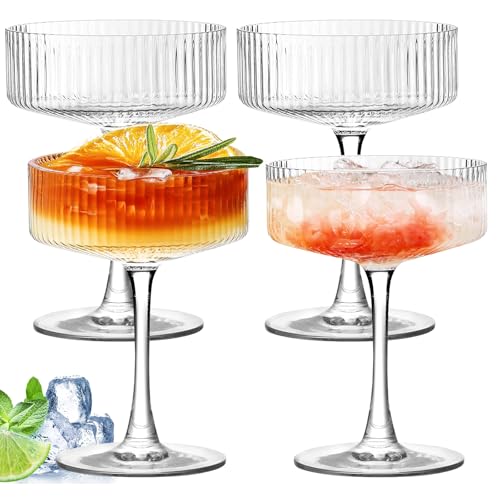 PORFOYO Cocktailgläser 4er Set, 280ml Champagner Gläser, Sektschalen, Weingläser, Martinigläser für Champagner Espresso Martini Cosmopolitan Daiquiri für Festliche Anlässe und Partyabende PORFOYO Cocktailgläser 4er Set, 280ml Champagner Gläser, Sektschalen, Weingläser, Martinigläser für Champagner Espresso Martini Cosmopolitan Daiquiri für Festliche Anlässe und Partyabende von PORFOYO