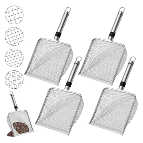 PORFOYO Gartensieb Aus Edelstahl,4 Stück Kompostsieb Mit Griff,Bodensiebschaufel,Edelstahl-Gartensieb Mit Griff Für Kompoststeine,Kompost,Steine,Schmutz,Erde,2.0mm+2.8mm+3.8mm+5.0mm von PORFOYO
