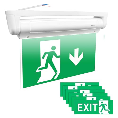 PORFOYO LED Fluchtwegleuchte, Dauerlicht mit 3h Notstromakku, Notausgangsschild mit 6 Piktogrammen, Rettungszeichenleuchte für Wand- und Deckenmontage, Fluchtwegleuchte mit Manuell-Prüftaste PORFOYO LED Fluchtwegleuchte, Dauerlicht mit 3h Notstromakku, Notausgangsschild mit 6 Piktogrammen, Rettungszeichenleuchte für Wand- und Deckenmontage, Fluchtwegleuchte mit Manuell-Prüftaste von PORFOYO