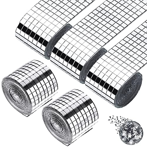 PORFOYO Mosaik Spiegel Selbstklebend, 8000 Stück Mosaikfliesen Selbstklebend Spiegelmosaik, Mosaik Spiegelfliesen Spiegel Mosaiks Deko, Mini Spiegel zum Aufkleben für DIY Handwerk (4 x 100 cm) von PORFOYO