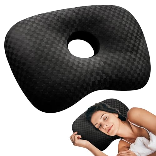 PORFOYO Piercing Kissen mit Loch,Donut Kissen Für Ohr gegen Ohrenschmerzen,Ohrkissen mit Ohrloch,Weiches Piercing Kissen Ohrkissen,Ohrloch Piercing Kissen,Kissen Seitenschläfer(Schwarz) von PORFOYO