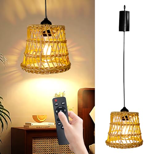 PORFOYO Rattan Hängelampe, Rattan Lampe, Boho Lampe Hängeleuchte, Hängelampe Mit Fernbedienung, Deckenlampe Hängend 1m Textilkabel,Geeignet Für Schlafzimmer, Restaurants Und Außenbereiche PORFOYO Rattan Hängelampe, Rattan Lampe, Boho Lampe Hängeleuchte, Hängelampe Mit Fernbedienung, Deckenlampe Hängend 1m Textilkabel,Geeignet Für Schlafzimmer, Restaurants Und Außenbereiche von PORFOYO