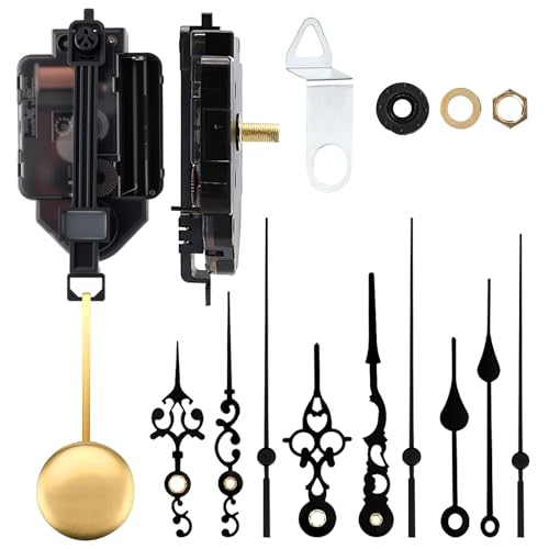 PORFOYO Uhrwerk Für Wanduhr Mit 3 Zeigerpaaren Und Pendel, Uhrwerk Mit Pendel, Quarz Pendel Trigger Clock Uhrwerk, Quarz Pendeluhrwerk Ersatzbausatz Quarz-Uhrwerk Zum Selbermachen(15mm Welle) von PORFOYO